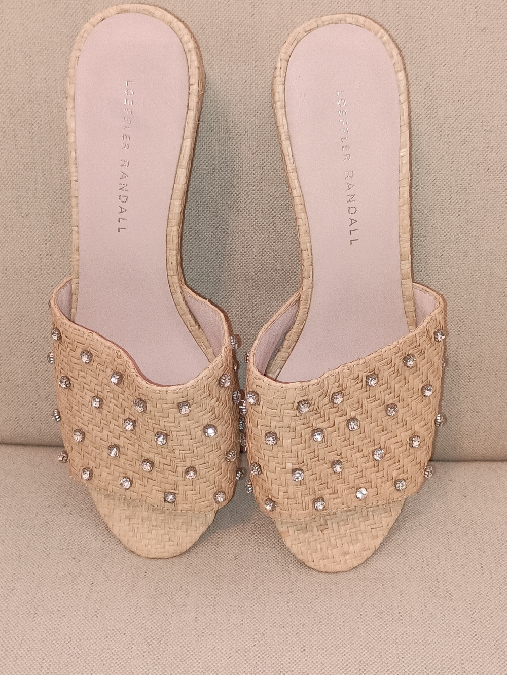 Loeffler Randal Twilly Wedge Slides Natural Straw Raffia Size 8.5 - Picture 6 of 13